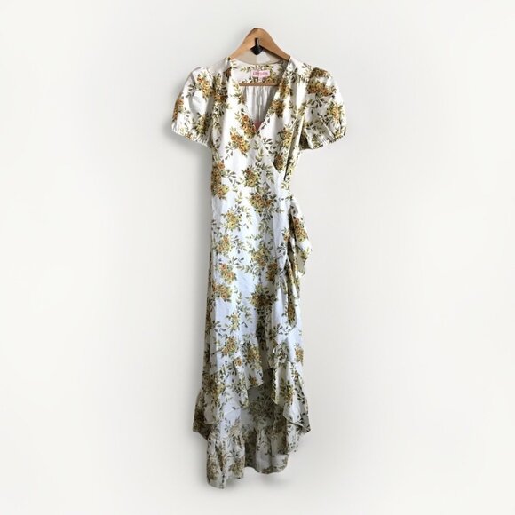 LEYDEN V-Neck‎ Short Sleeve Floral Wrap Midi Dress Size XS - Picture 4 of 12